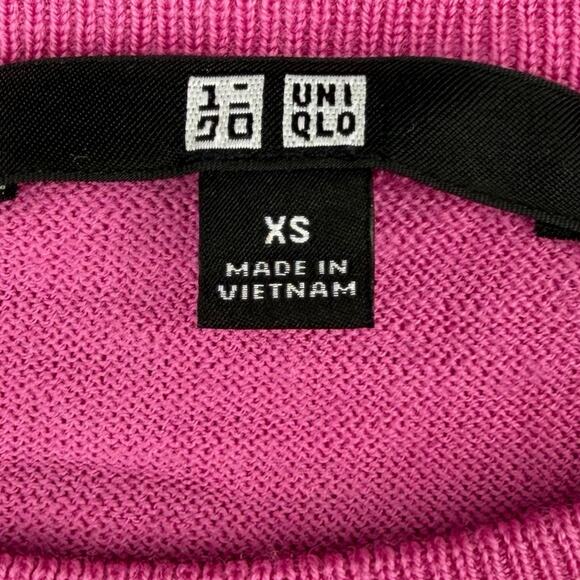 Uniqlo 100% Wool Crewneck Sweater Layer Womens XS Pink Long Sleeve Knit - Picture 2 of 8